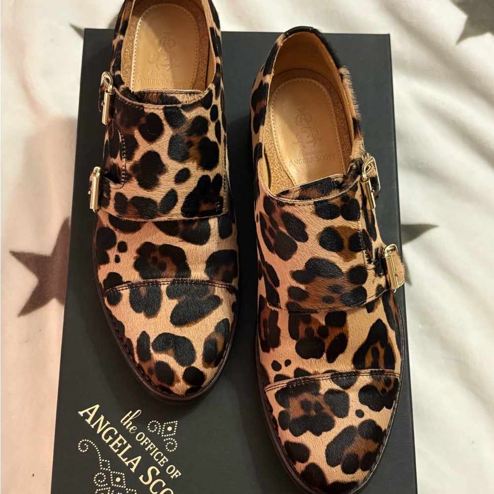 Leopard Print Double Monk Strap Loafers